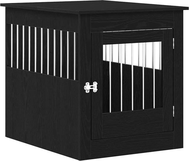 vidaXL Hundebox Möbel aus Holzwerkstoff und Stahl in Eiche Schwarz, B/T/H: 80 x 64,5 x 71 cm - Bild 1