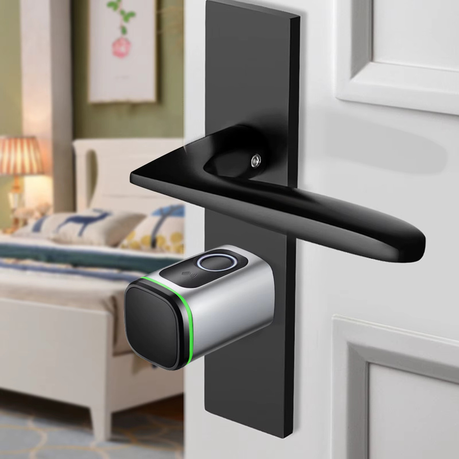 Smart Lock Zylinder 60mm Euro-Zylinder mit Fingerabdruck, App-Steuerung, Schlüsselkarte und manuellem Schlüssel, IP53 wasserdicht, Typ-C Notstromversorgung, Schwarz und Silber - Bild 2