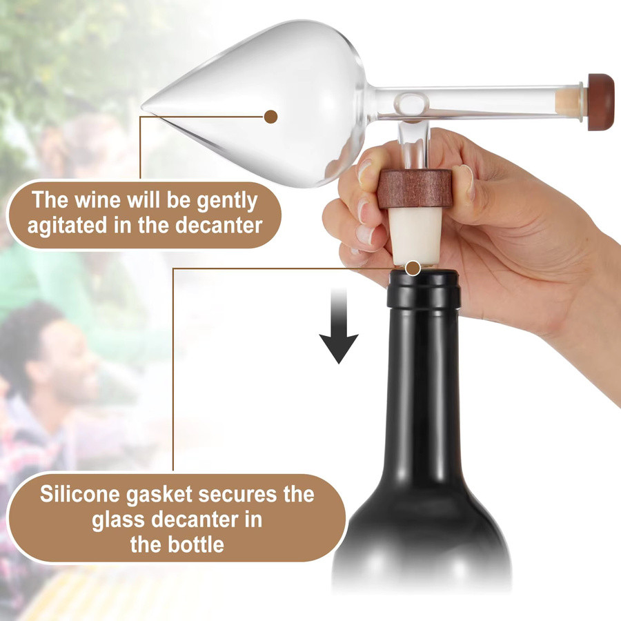 Untior Weinbelüfter und Dekanter aus Glas in Transparent, ideal für Rotwein, Weißwein, Whisky und Spirituosen - Bild 2
