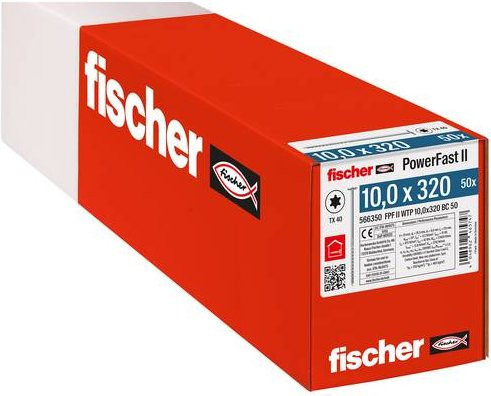 Fischer PowerFast II Tellerschrauben 566350 aus Stahl galvanisch verzinkt, Durchmesser: 10 mm, Länge: 320 mm, 50 Stück - Bild 1