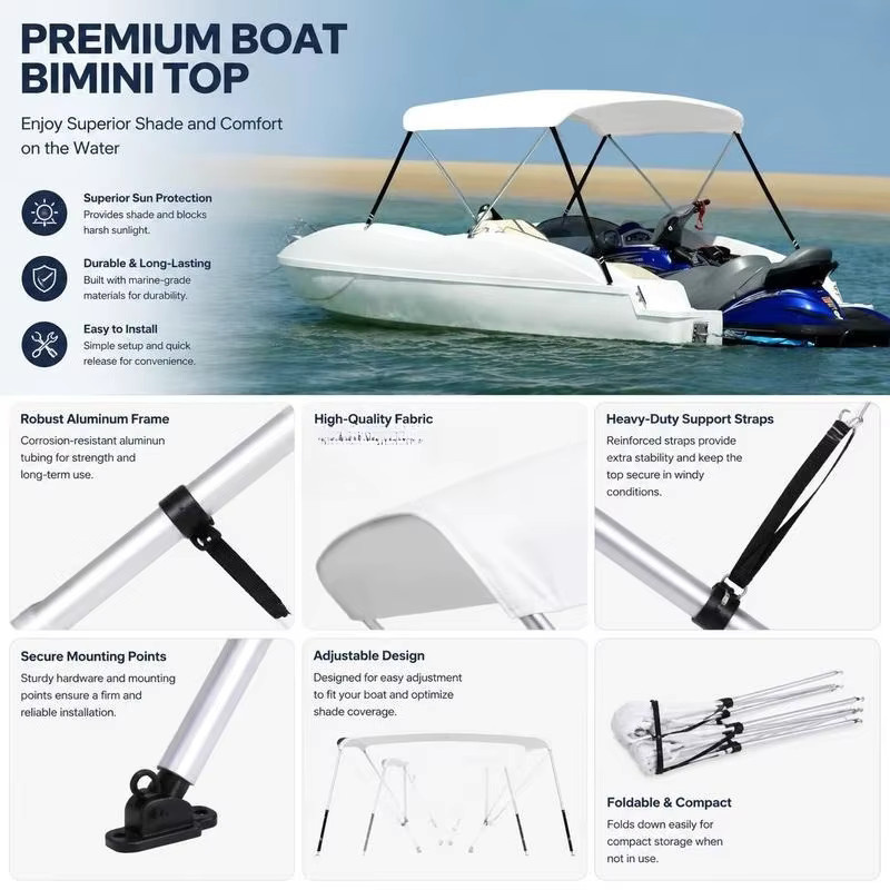 Bimini Top 2 Arcos Bootsüberdachung Sonnenschutz in Weiß, B/T/H: 180 x 150 x 110 cm - Bild 3