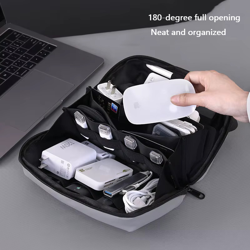 Enyawell Tragbare Kabel-Organizer-Tasche als All-in-One-Aufbewahrungstasche für Kabel, Ladegeräte und Gadgets in Schwarz und Grau - Bild 3
