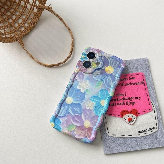 Yiran Bag Handyhülle im Koreanischen Retro-Ölgemälde-Stil mit 3D-Blumendruck für iPhone 16 15 14 13 12 Pro Max Plus 11, Mehrfarbig - Bild 1