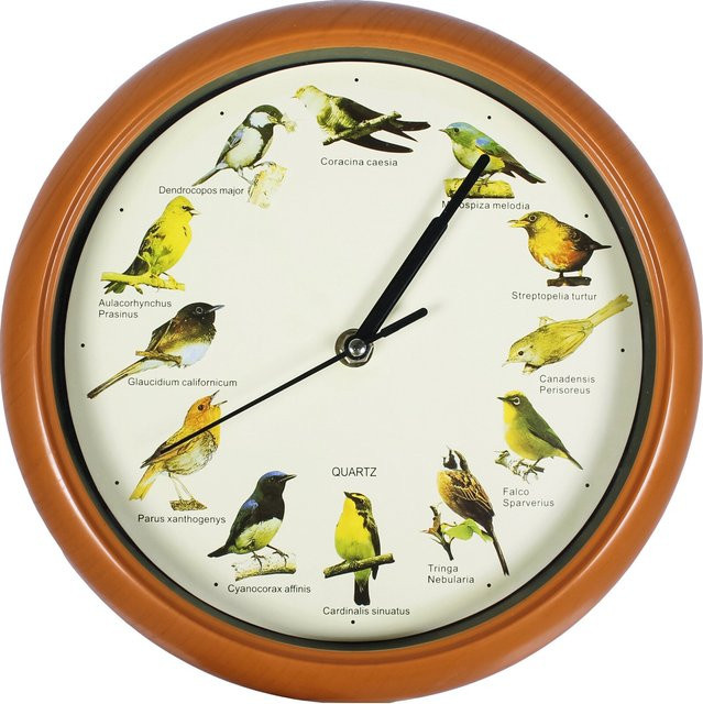 Wanduhr Vogelgesänge von MODERNE HAUSFRAU in Braun, Weiss und Multicolour mit analogem Quartzwerk aus Kunststoff - Bild 1