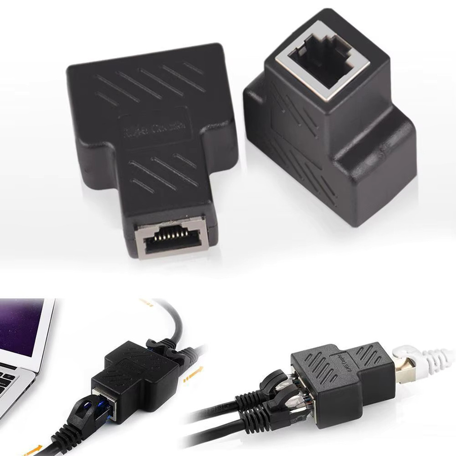 RJ45 8P8C Ethernet-Kabelsplitter Adapter für gleichzeitigen Internetzugang und IPTV in Schwarz - Bild 3