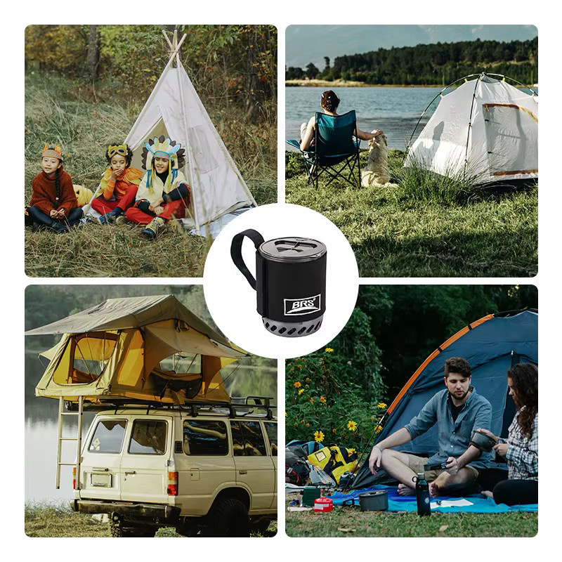 BRS 61 Campingkocher in Schwarz mit integriertem Wärmesammel-Topfbrenner, ultraleichter tragbarer Wanderofen für Outdoor und Rucksackreisen - Bild 4