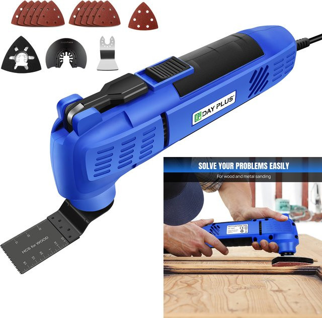 DayPlus Elektrisches Kabel-Multitool mit 3800 W und 22000 U/min, Oszillierendes Multi-Tool mit 3 Grad Oszillationswinkel zum Schneiden, Schleifen und Schaben - Bild 1