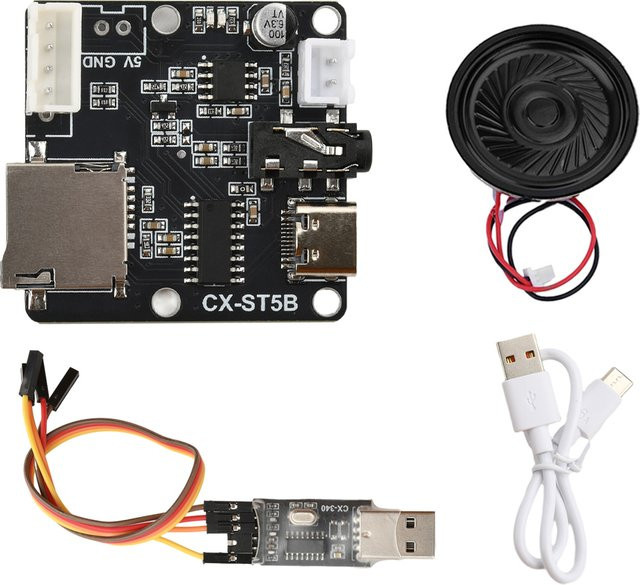 diymore MP3 Sprachchip-Modul ST5B mit USB-C Schnittstelle zur Sprachübertragung via TF-Karte, Schwarz - Bild 1