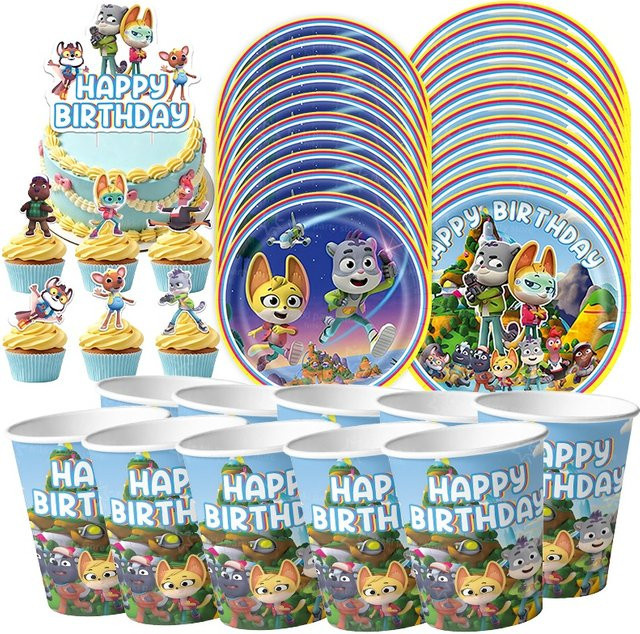 TAKARA TOMY Creature Cases Geburtstagsdekoration Set mit Aufklebern, Postern, Luftballons, Hintergrundbanner und Kuchendekoration in Multicolor - Bild 1