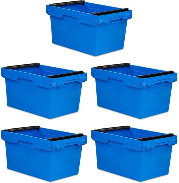 PROREGAL SparSet 5x Conical Mehrweg-Stapelbehälter mit Stapelbügel, Blau, H x B x T: 32,3 x 40 x 60 cm, 58 Liter Lagerbox Eurobox Transportbox - Bild 1