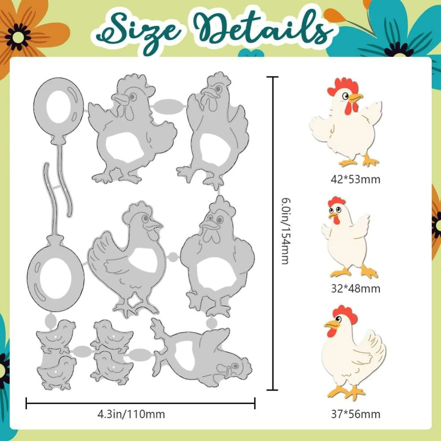 Stanzformen Huhn Motiv aus Kohlenstoffstahl in Silber für Scrapbooking und Kartenherstellung - Bild 2