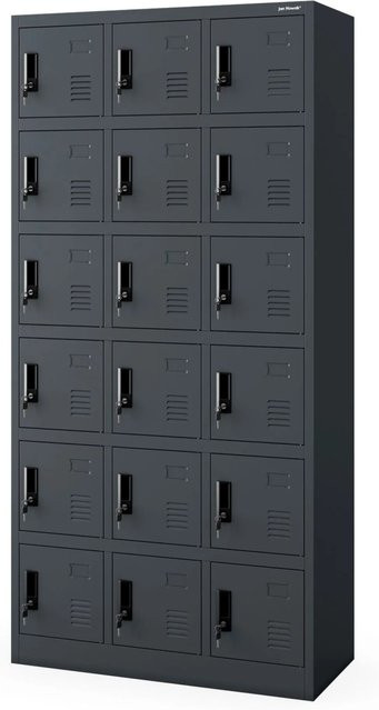 JAN NOWAK Spind Schließfachschrank KAROL mit 18 Fächern, Anthrazit, H x B x T: 185 x 90 x 40 cm - Bild 1