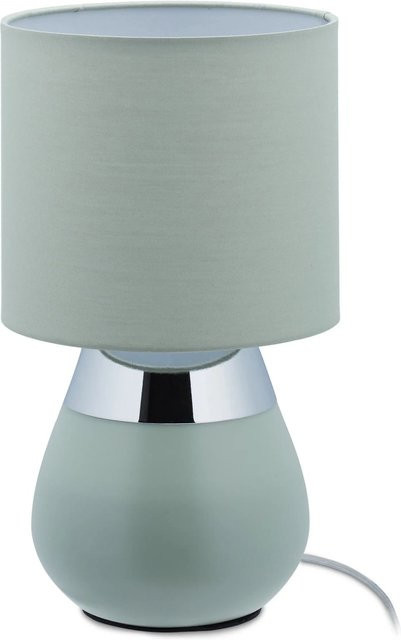 Relaxdays Nachttischlampe modern aus Eisen und Stoff in Grün mit Touch-Funktion, Höhe: 32 cm, Durchmesser: 18 cm - Bild 1