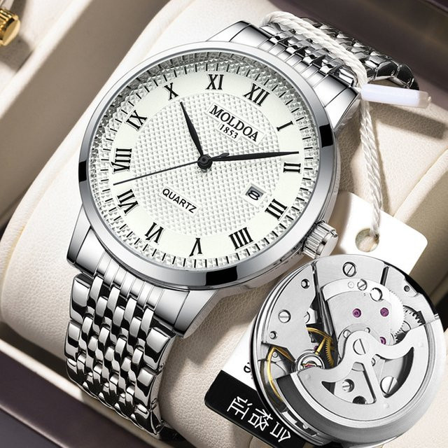 Mairuige Armbanduhr Edelstahl, Quarz, Silber, Herren - Bild 1