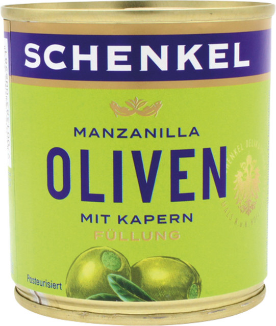 Schenkel Manzanilla Oliven grün mit Kapern-Füllung 200 g - Bild 1