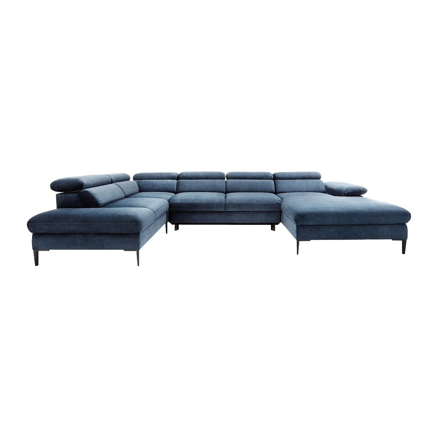 Vente-unique Schlafsofa Sepina in Marineblau, L-Form mit Samtbezug und Schlaffunktion - Bild 2