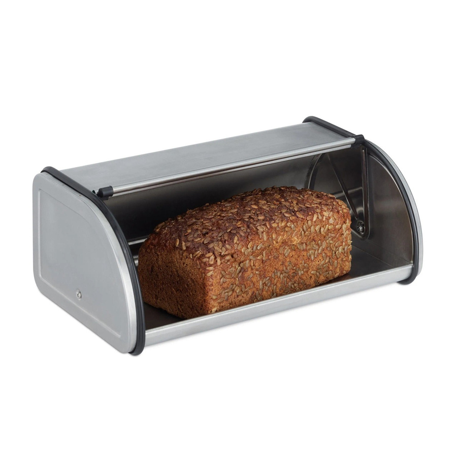 Relaxdays Brotkasten aus Edelstahl in Silber, B/T/H: 33,5 x 13,5 x 20,5 cm - Bild 2