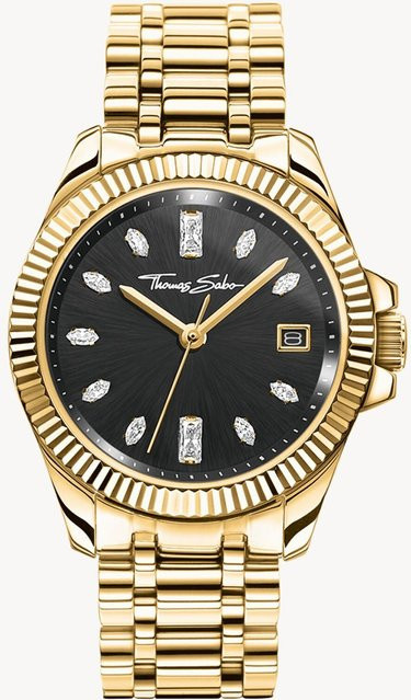 Thomas Sabo Damenuhr, Edelstahl, Quarz, Schwarz-Gold, 33 mm, 5 ATM - Bild 1