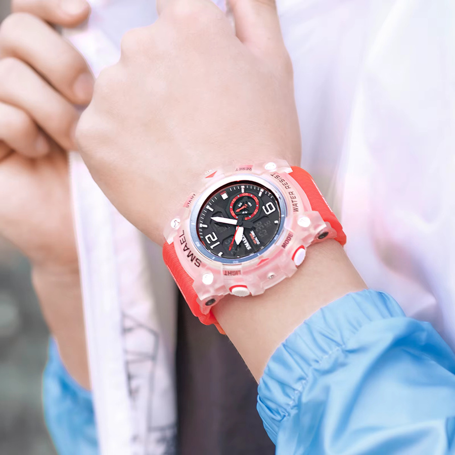 Smael Armbanduhr Digital, Quarz, Schwarz, Silikon, Herren - Bild 1