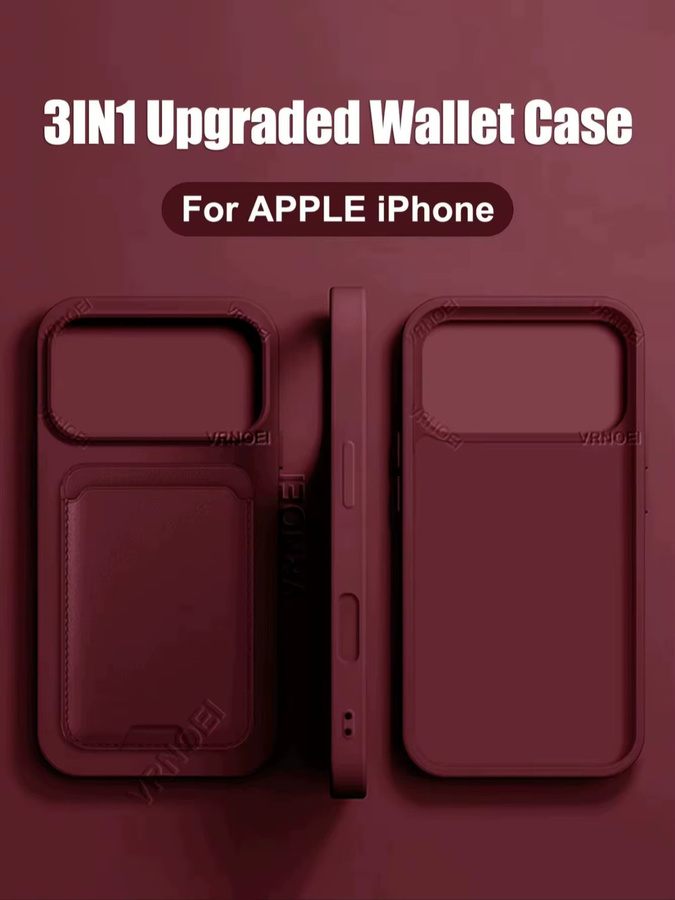VRNOEI 3-in-1 Kartenetui Handyhülle für iPhone 16 15 14 13 12 11 Pro Max Plus Stoßfeste Brieftasche in Orange - Bild 3