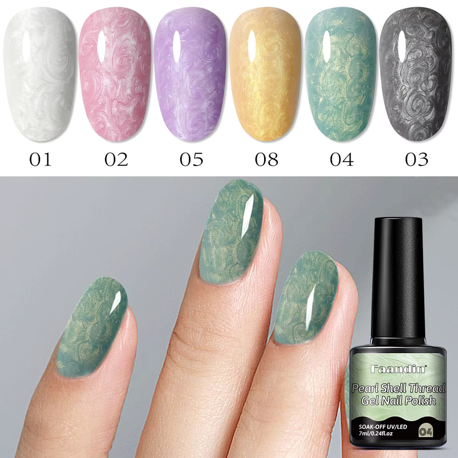 Faandin Gel-Nagellack, mehrfarbig, perlmuttfarben, schimmernd, 7 ml - Bild 2