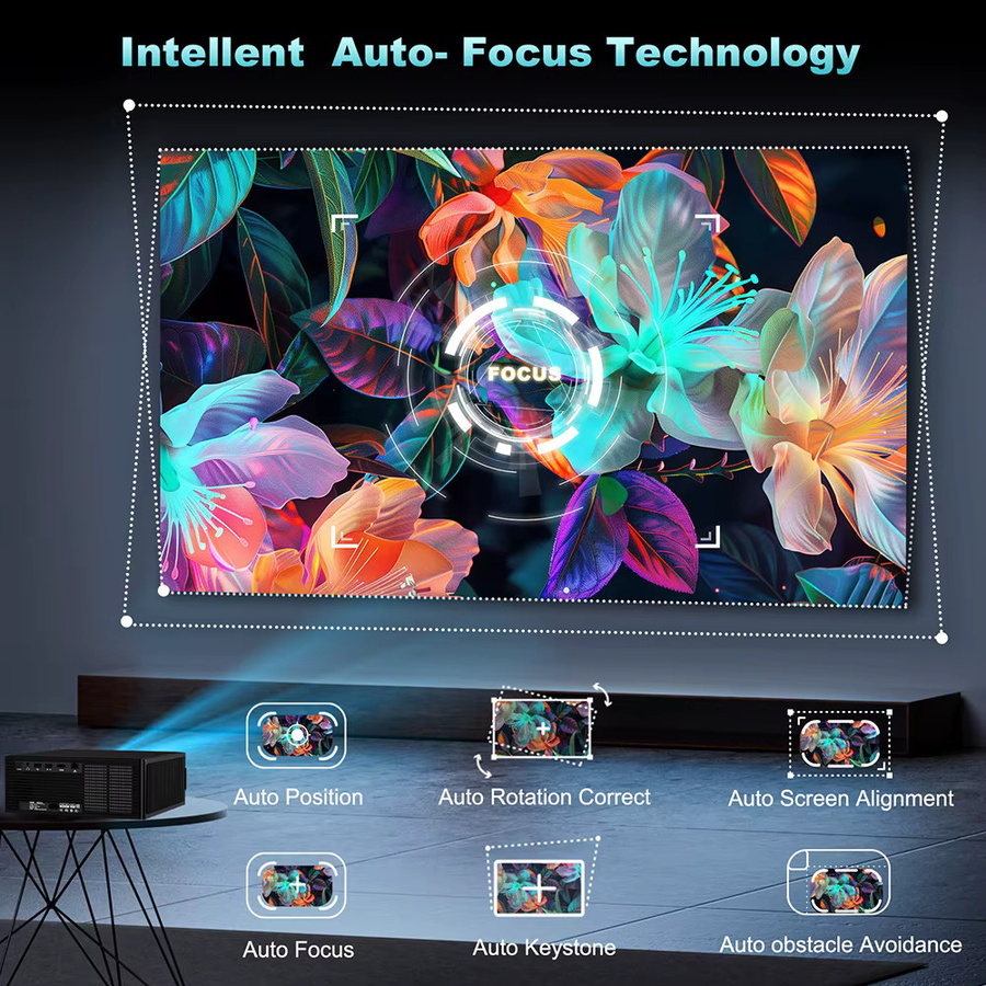 DESS C4 PRO Full HD LED Projektor in Schwarz mit Bluetooth 5.2 und WiFi 2.4G/5G sowie Android und Autofokus für dein Heimkino - Bild 3