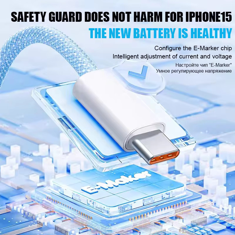 Original PD 60W USB-C Schnellladekabel für Apple iPhone 15 16 17 Pro Max Plus und andere Typ-C Geräte, gewebtes Ladekabel - Bild 2
