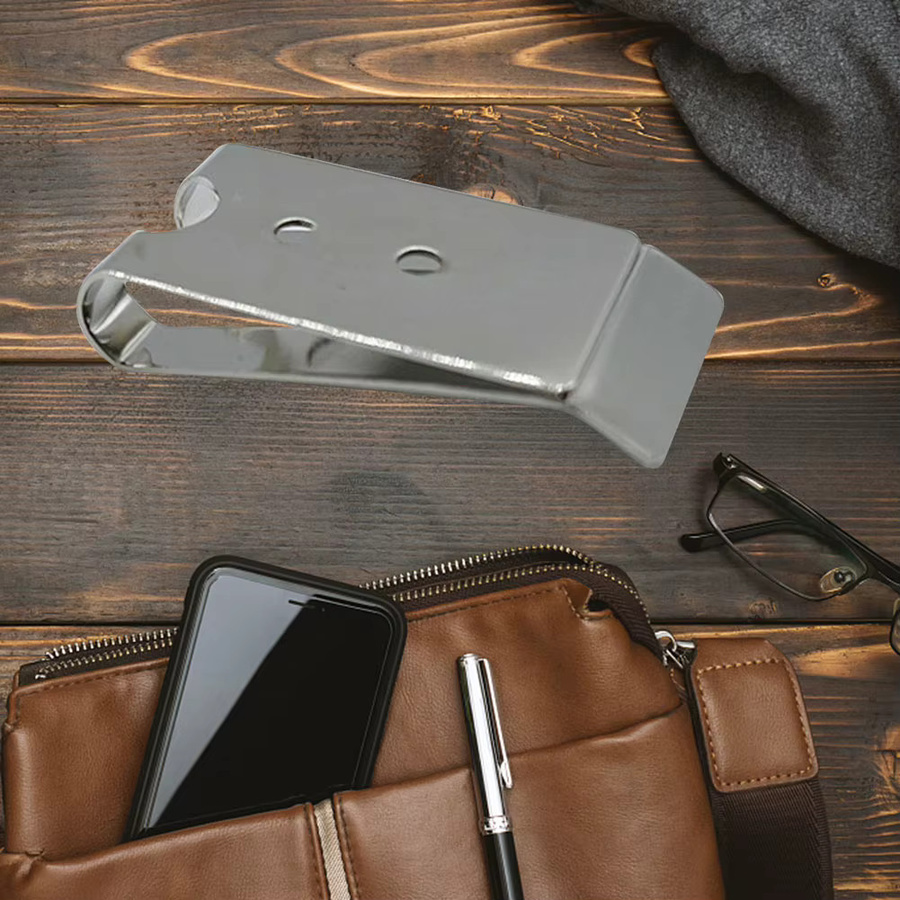 APWIKOGER Metall Gürtelclip Verschluss aus Edelstahl in Silber, Federverschluss-Haken für Leder-DIY-Projekte, B/H: 54 x 25 mm - Bild 3