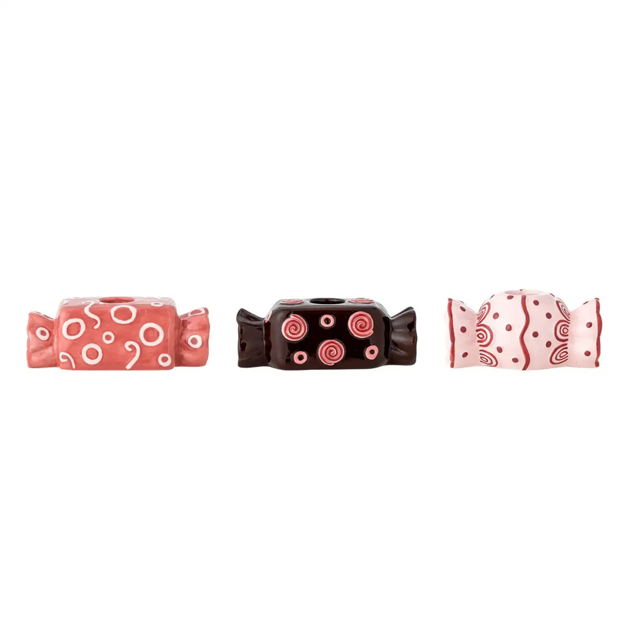 Bloomingville Kerzenhalter-Set aus rosa Majolika-Keramik für Tealights, 3er-Set - Bild 1