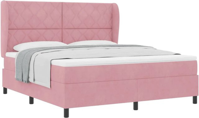 vidaXL Boxspringbett mit Matratze in Rosa, B/T: 180 x 200 cm, mit Taschenfederkern und Polsterung - Bild 1