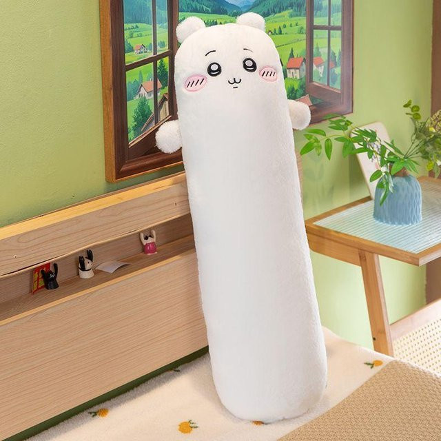 Chiikawa Langes Plüschkissen Usagi und Hachiware in Braun und Weiß, 70 cm Länge - Bild 1