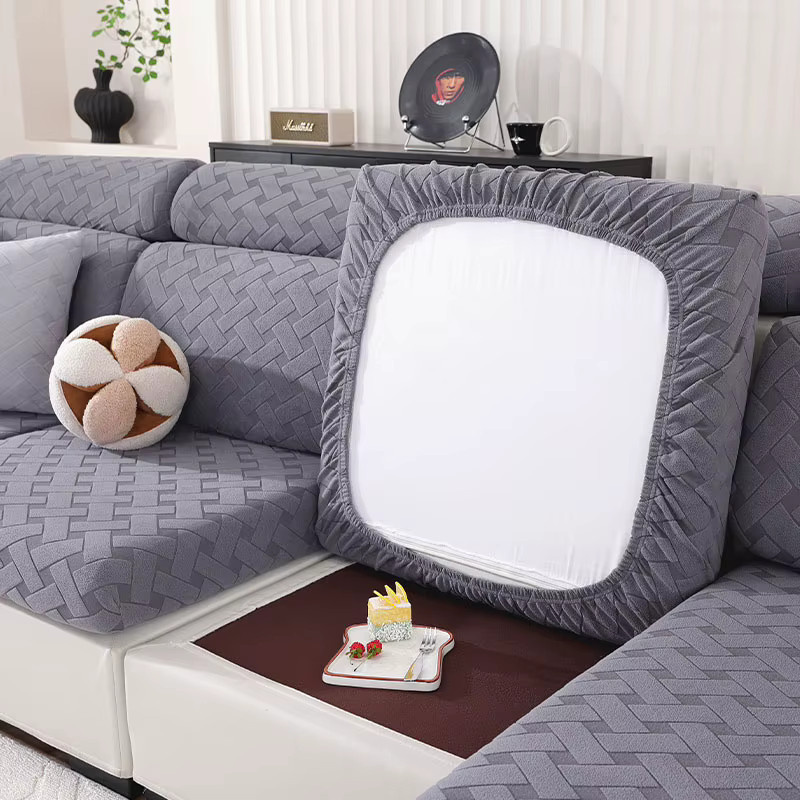 LANMOLIFE Elastischer Sofabezug in Grau für 1-4 Sitzer und L-förmige Sofas, Modernes Couchbezug-Set aus elastischem Material - Bild 2
