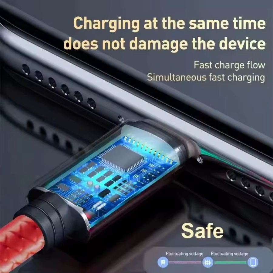 5-in-1 PD USB Schnellladekabel Multi-Port Datenkabel für iPhone, Android, Xiaomi, Micro USB und Typ-C in Silber und Rot - Bild 1