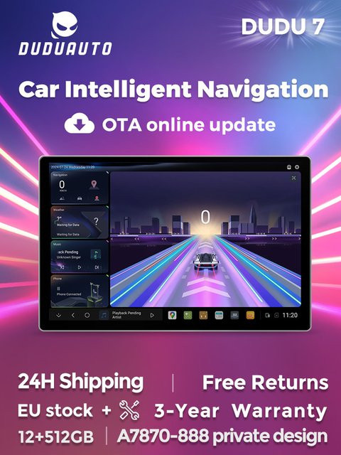 DUDUAUTO DUDU 7 Carplay Android 13 Autoradio mit 10,36 Zoll Display, 8GB RAM + 128GB Speicher, Bluetooth, Schwarz, Universal für Toyota Honda Kia Renault Peugeot Hyundai BMW Benz Audi Fiat Ford VW - Bild 1