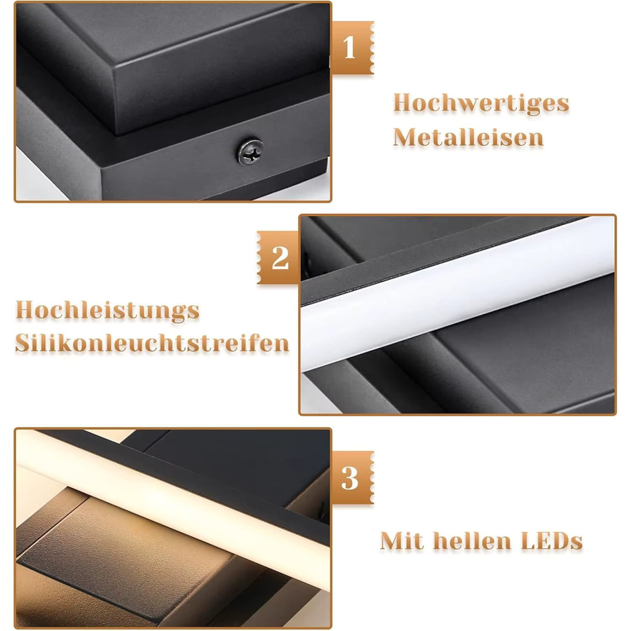 Cliheet LED-Deckenleuchte 3-flammig in Schwarz, dimmbar, 88 W, CCT Farbtemperatur 3000 K–6000 K, moderne Unterputzleuchte für dein Wohnzimmer - Bild 2