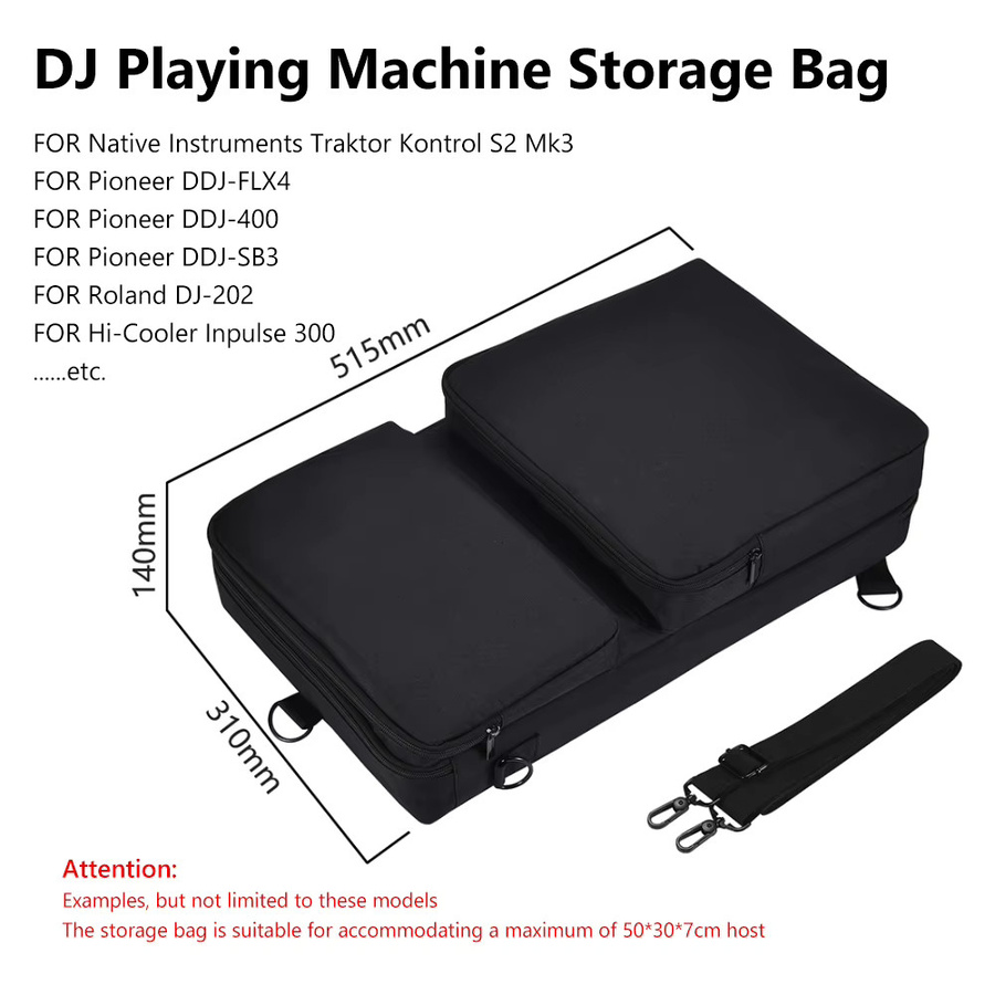 APWIKOGER Tragbare Schutzhülle für Pioneer DDJ-400 und DDJ-FLX4, staubdicht und kratzfest, Schwarz, mit Schultergurt - Bild 2