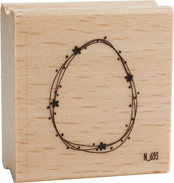 Holzstempel Osterei in Beige mit Naturkautschuk und Holz - Bild 1