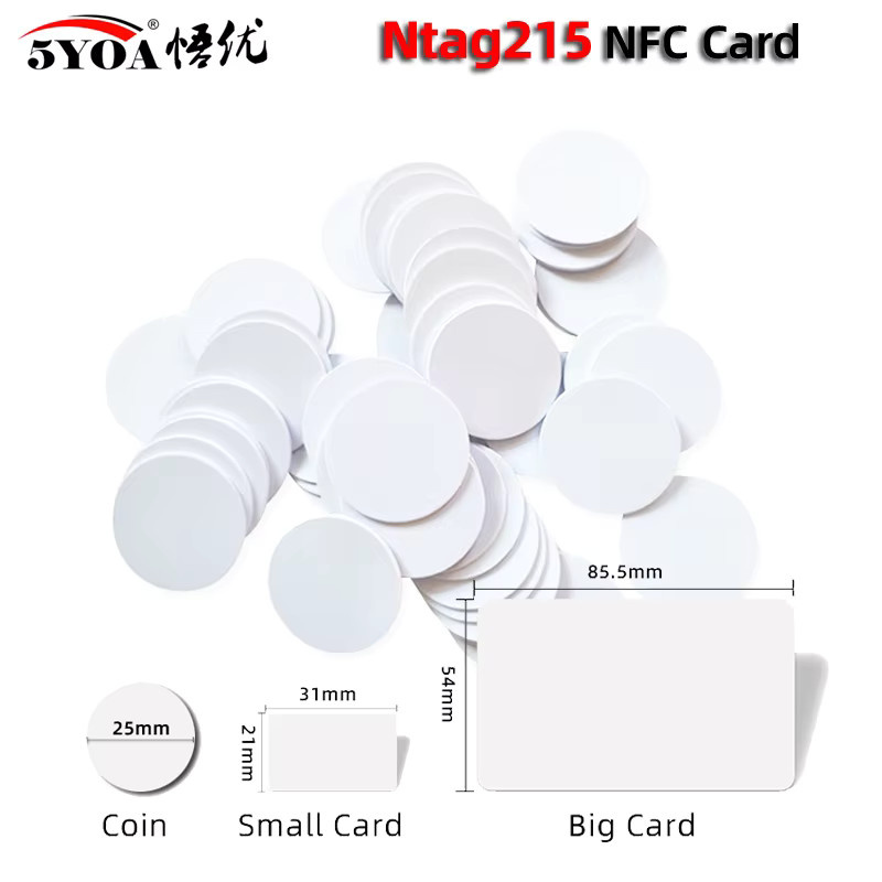 5YOA NTAG215 NFC Aufkleber für Amiibo und TagMo, 200 Stück, Farbe: Weiß, Durchmesser: 25 mm - Bild 1