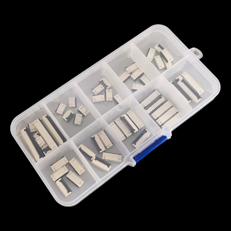 55-teiliges FPC FFC Flachkabel-Steckverbinder Set mit 0,5mm Rastermaß, Flip-Typ Unter-Klappsockel, Farbe: Weiß - Bild 3