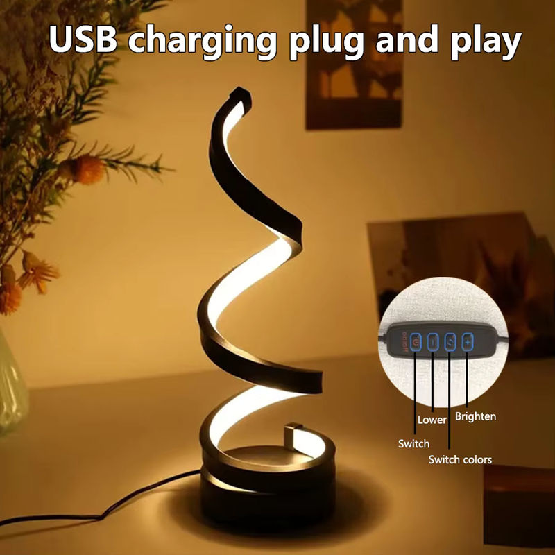 GGBEE Moderne LED Tischlampe Spirale mit USB-Anschluss, Dimmbar, Weiß oder Schwarz - Bild 2