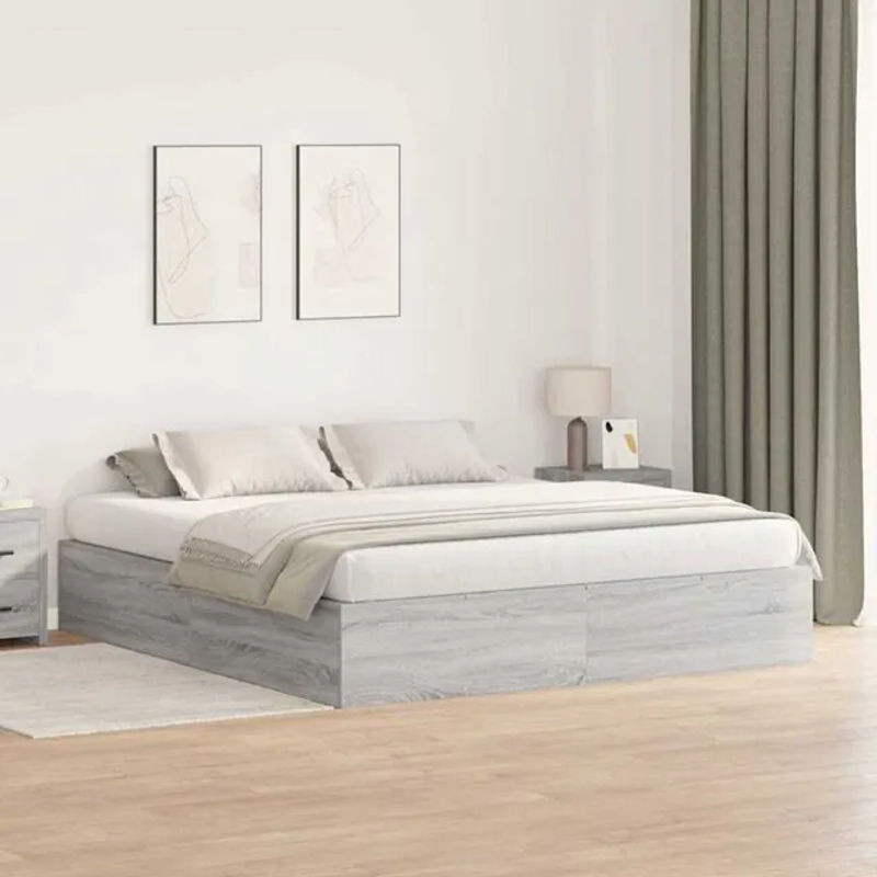Modernes Aufbewahrungsbett Funktionsbett von vidaXL in Grau aus Holzwerkstoff B/T: 200 x 200 cm - Bild 1