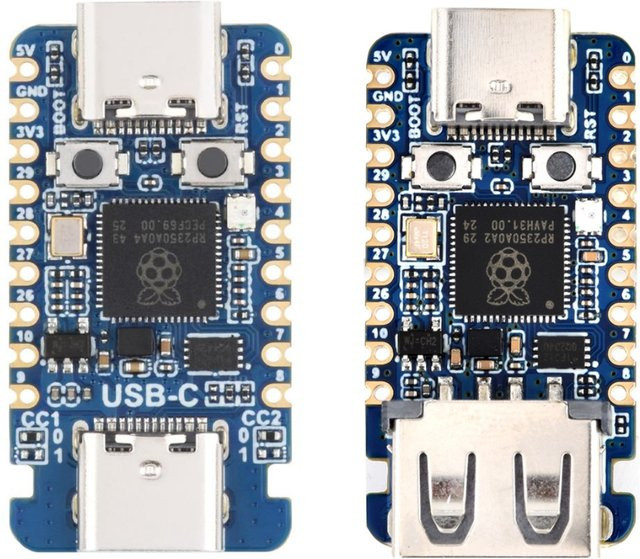 Waveshare RP2350 Zero Entwicklungsboard Raspberry Pi Pico 2 mit USB-A und USB-C in Blau - Bild 1