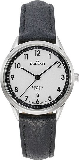 Dugena Damenuhr, Quarz, Edelstahl, Leder, Silber, 5 ATM - Bild 1
