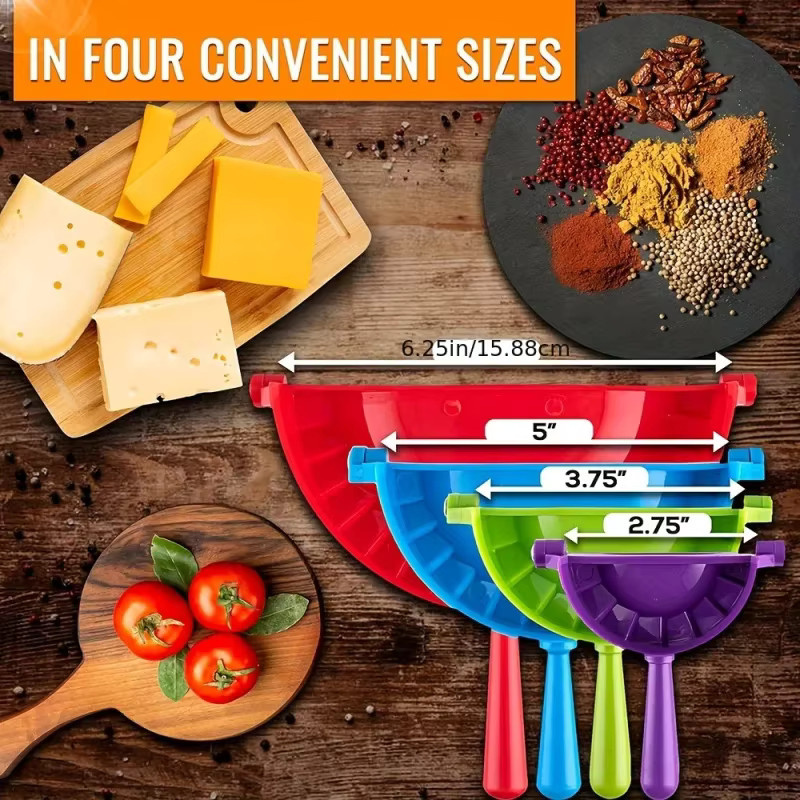 4-teiliges Teigtaschen-Set Pierogi-Maker und Ravioli-Former aus Kunststoff in Multicolor - Bild 4