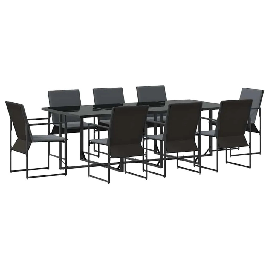 vidaXL Garten Essgruppe 9-teilig aus Stahl in Schwarz für Garten, Terrasse und Balkon - Bild 2