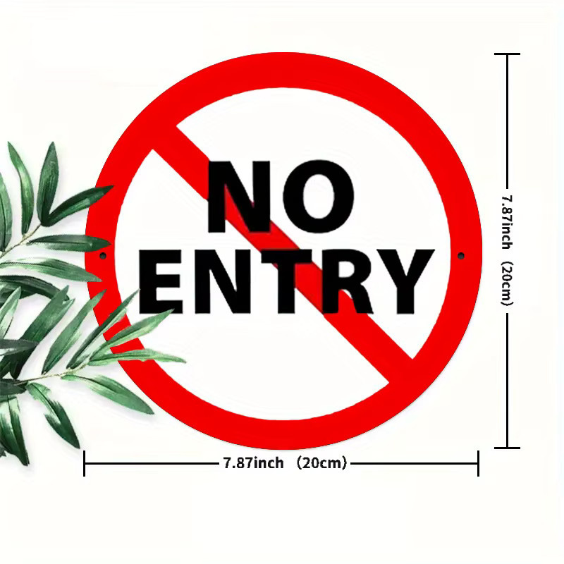 Potdemiel Vintage-Schild No Entry aus Eisen, rundes Warnschild in Rot, Durchmesser: 20 cm - Bild 3