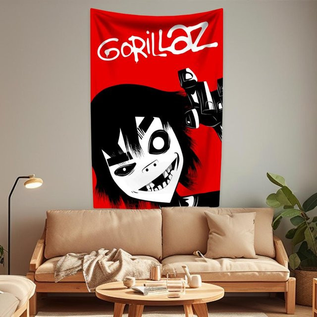 Gorillaz Wandteppich von HAPPYHORSE als dekorativer Wandbehang aus Polyester für dein Wohnzimmer oder Schlafzimmer, Breite: 76,2 cm, Höhe: 101,6 cm - Bild 1