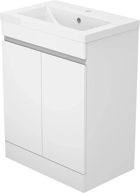 AICA Badmöbel Set LORENZA: 2-teiliger Waschtisch mit Unterschrank in Weiß Matt mit Softclose, Breite: 60 cm - Bild 1