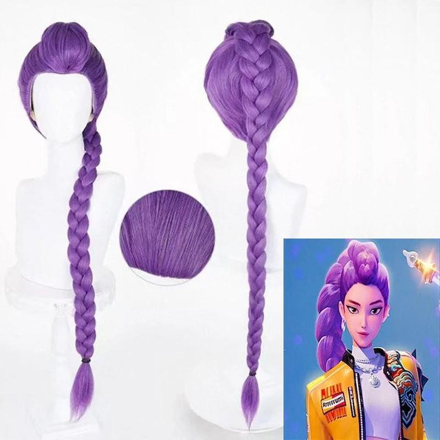 Cosplay Perücke, Lila Schwarz Rot, langes Haar, Zubehör - Bild 1