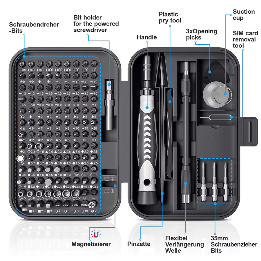 E·DURABLE Schraubendreher-Set mit magnetischen Torx- und Phillips-Bits in Orange für präzise Reparaturen an Xiaomi, Smartphone und PC - Bild 2